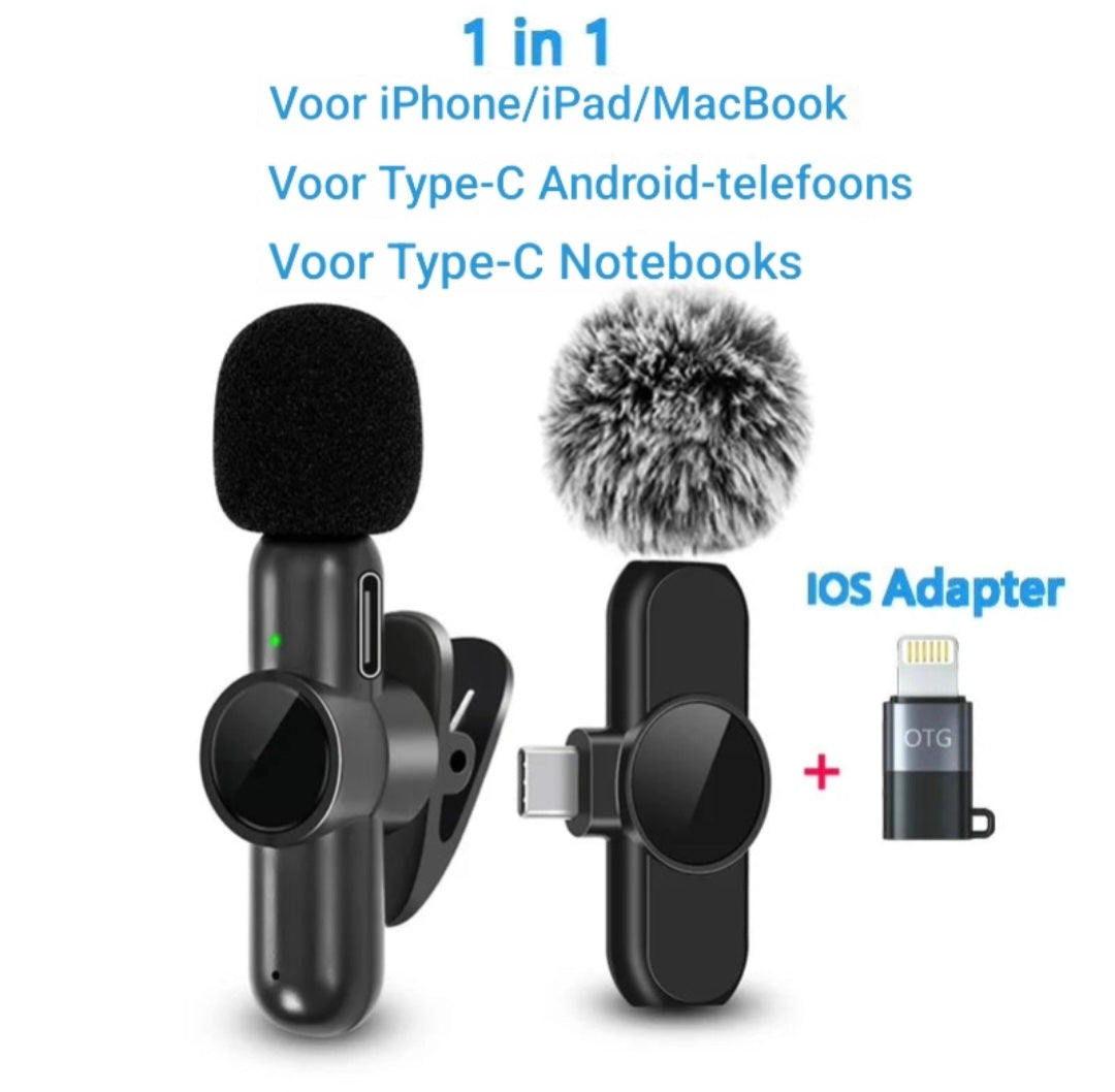 Draadloze Lavalier Microfoon Noise Cancelling