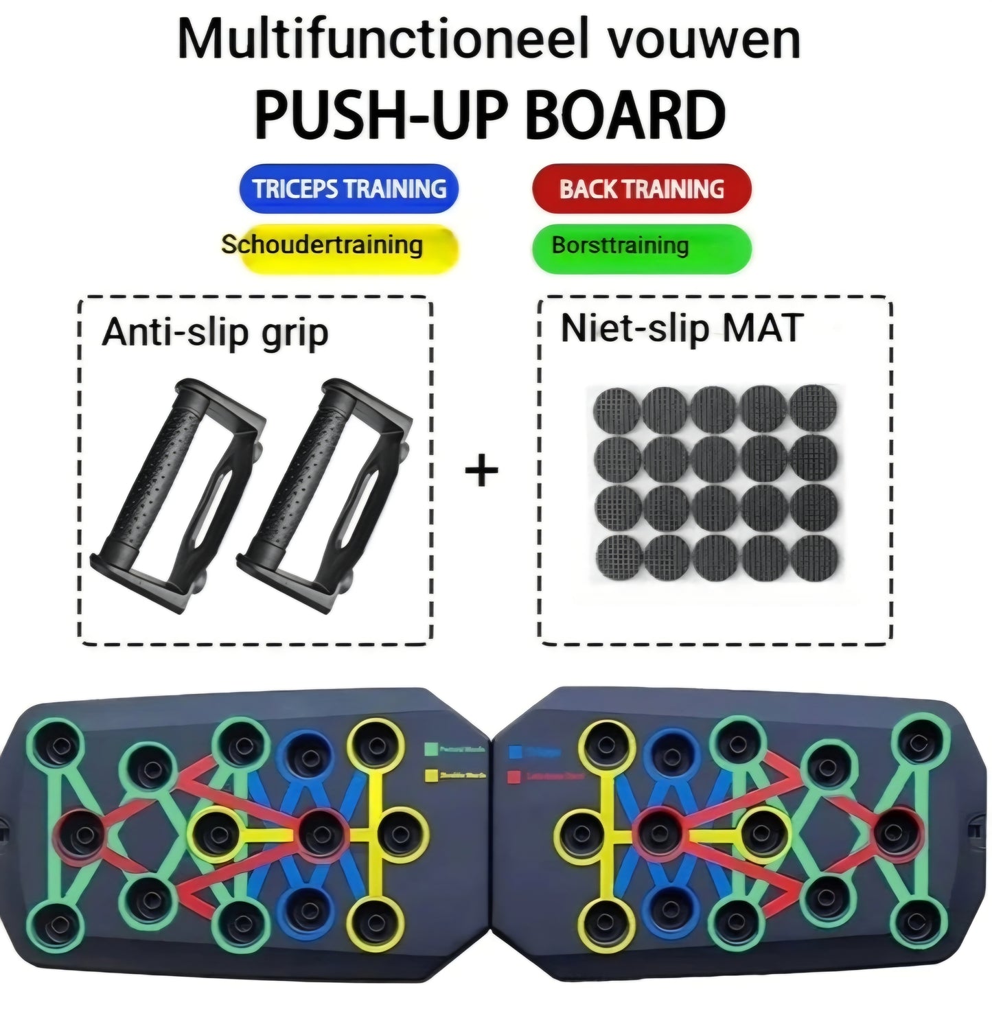 Multifunctioneel Push-up Bord voor Borst, Buik, Armen en Rug