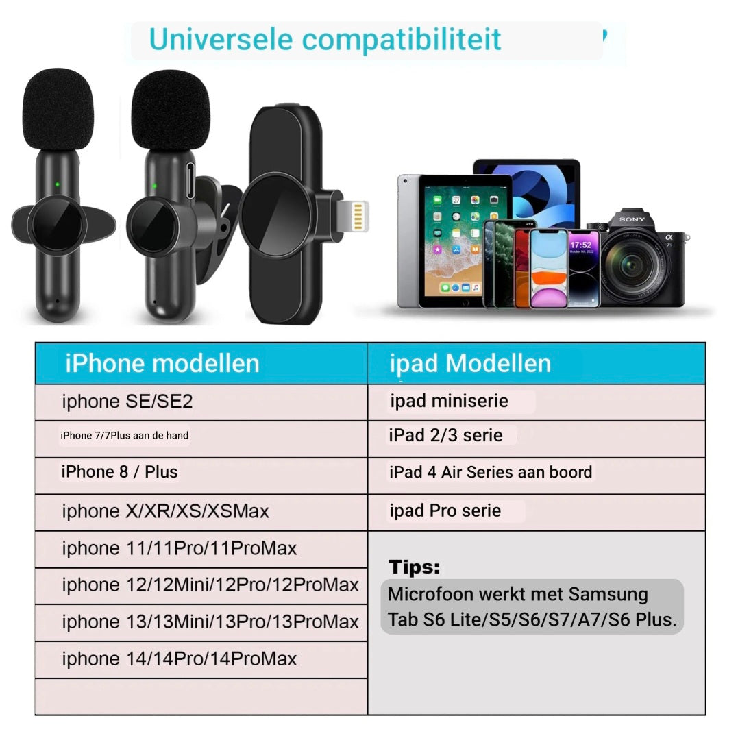 Draadloze Lavalier Microfoon Noise Cancelling