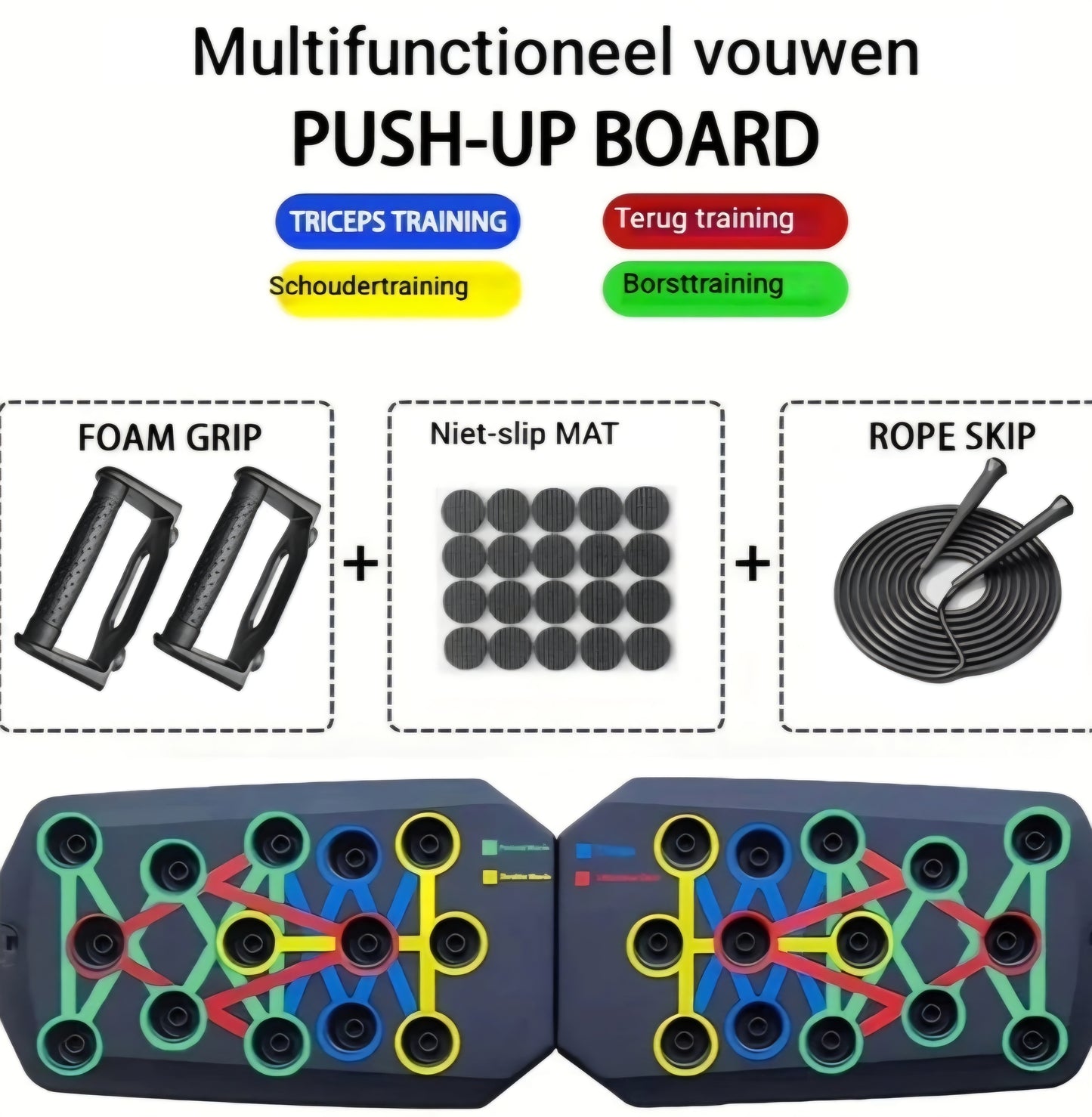 Multifunctioneel Push-up Bord voor Borst, Buik, Armen en Rug