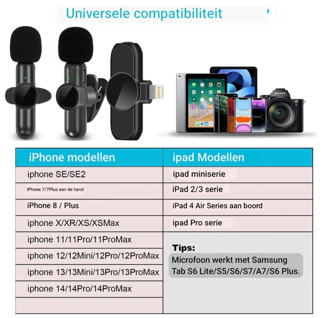 Draadloze Lavalier Microfoon Noise Cancelling
