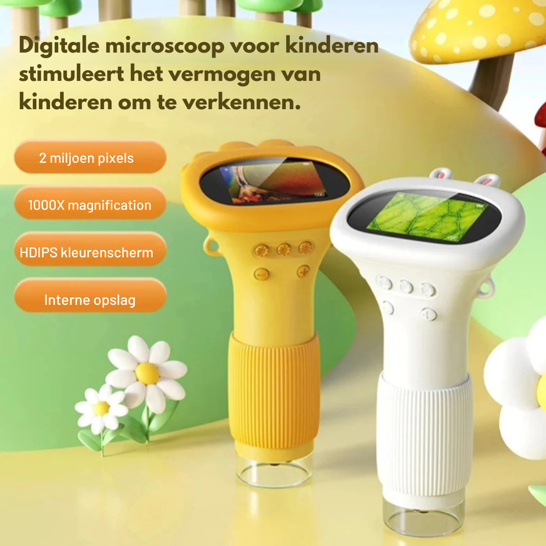 Kindermicroscoop 1000x Vergroting met LED & 200MP Foto/Video