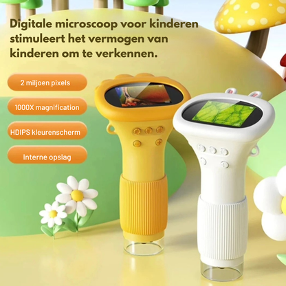 Kindermicroscoop 1000x Vergroting met LED & 200MP Foto/Video