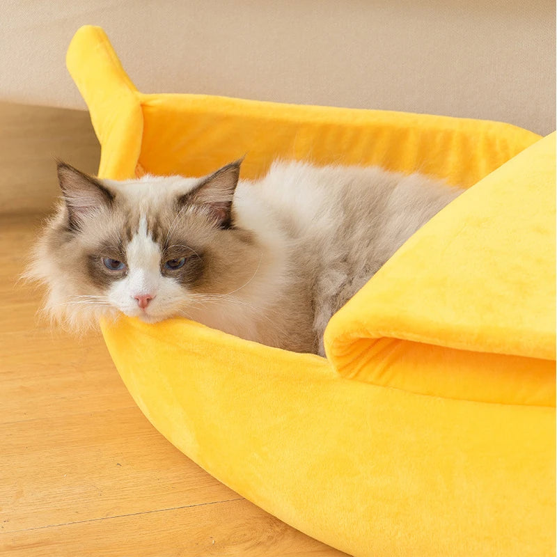 Schattig, Warm & Draagbaar Banaan Kattenbed