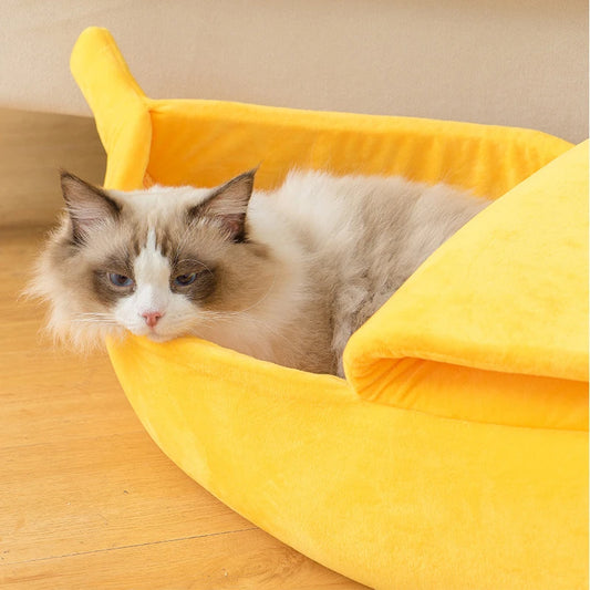 Schattig, Warm & Draagbaar Banaan Kattenbed