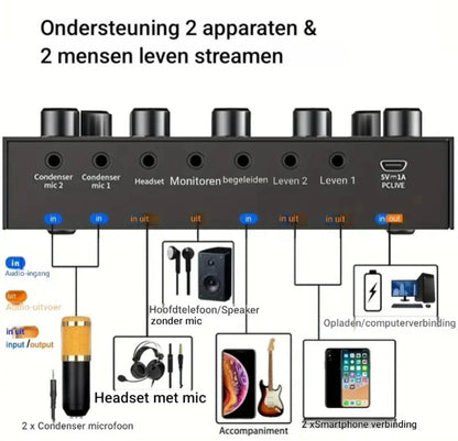 V8S Audio Mixer met Voice Changer