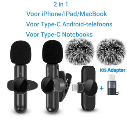 Draadloze Lavalier Microfoon Noise Cancelling
