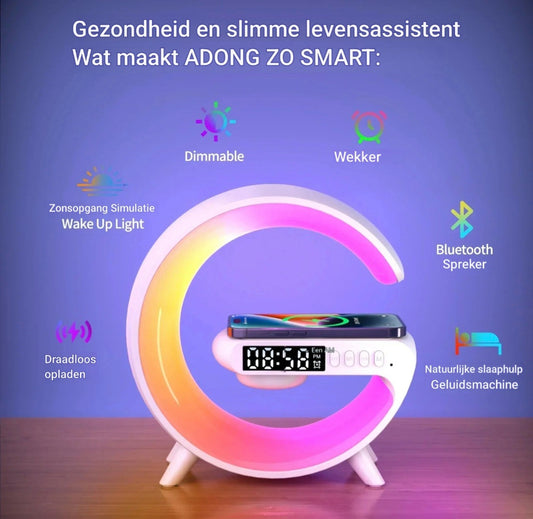 Multifunctionele Draadloze Oplader met Speaker en RGB Klok