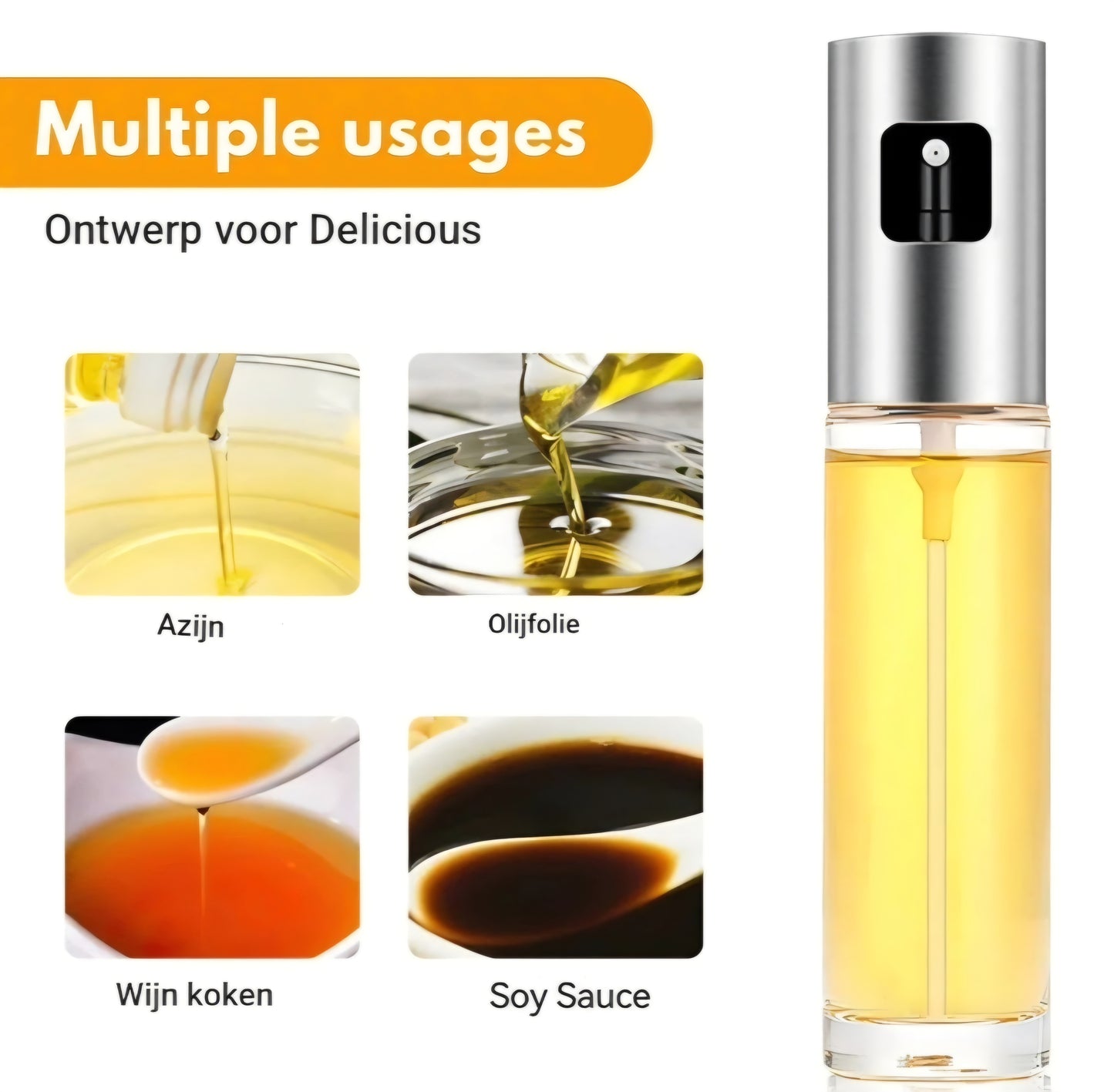Olijfolie Sproeier Glazen Fles voor Koken, BBQ en Salades