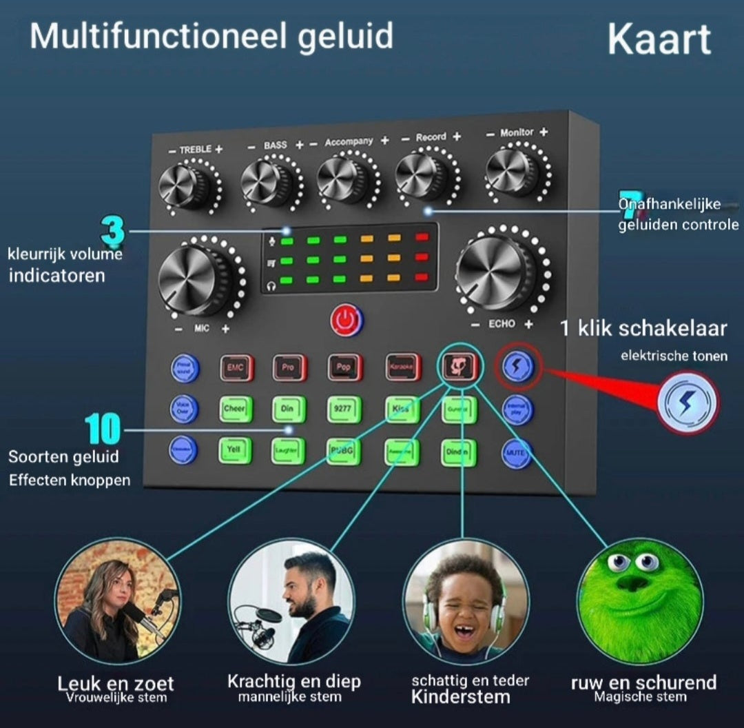 V8S Audio Mixer met Voice Changer