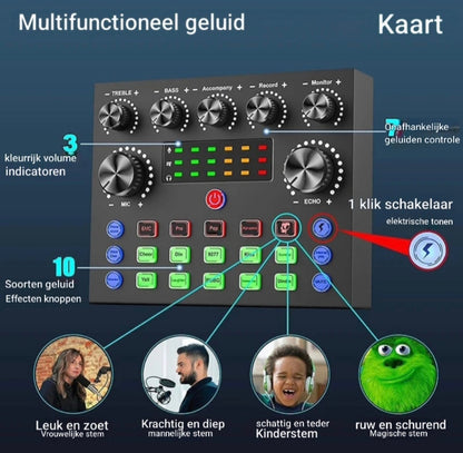 V8S Audio Mixer met Voice Changer