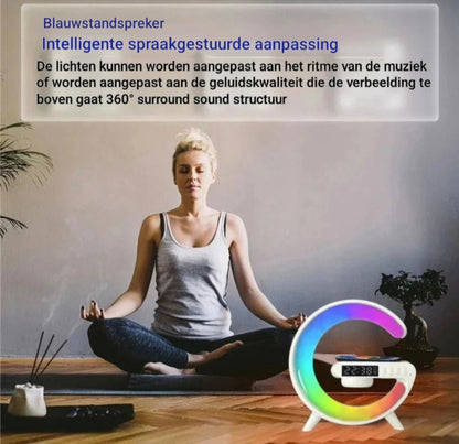 Multifunctionele Draadloze Oplader met Speaker en RGB Klok