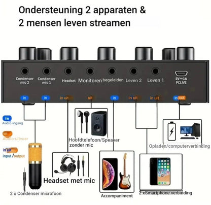V8S Audio Mixer met Voice Changer