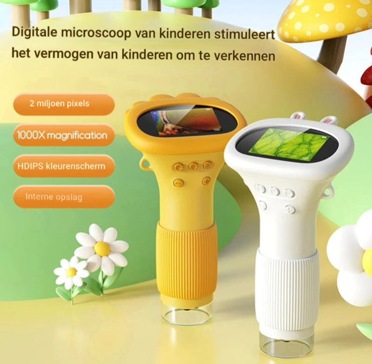 Kindermicroscoop 1000x Vergroting met LED & 200MP Foto/Video